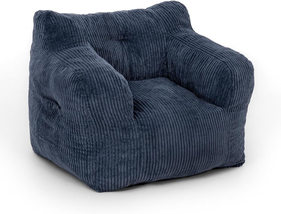 Bean Bag, Adult Bean Bag with Filling, Bean Bag Chair with Portable Handle, Modern Ergonomic Bean Bag, Indoor Bean Bag Chair for Living Room, Bedroom, Playroom, Blue