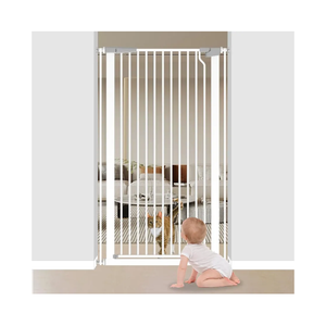 Cat Gate Extra Tall 51.18" - Adjustable Pet Gate for Doorways & Stairs 29.5" to 32.6" Wide, Pressure Mounted Cat Proof Dog Gate with Auto Close, Child Proof Safety Gate Metal, White