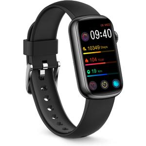 FITVII Slim Fitness Tracker with Blood Oxygen, Blood Pressure, 24/7 Heart Rate and Sleep Tracking, IP68 Waterproof Activity Trackers and Smart Watches with Step Tracker, Pedometer for Women Men (Black)