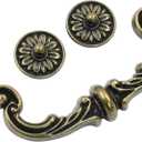 Biaungdo 8 Pcs 150mm/6 Inch Hole Center Pull Handles, Zinc Alloy Rustic Vintage Style Drop-Down Bail Swing Dresser Pull Handle Antique Drawer Handles for Kitchen, Cabinet (Yellow Bronze)