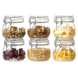 ODBCYWM 17oz Glass Food Storage Jars with Airtight Lids, Set of 5 – Clear Preserving Seal Wire Clip Fastening Canisters for Kitchen Canning, Flour, Cereal, Pasta, Sugar, Beans, Pickling Jars (17oz*5)