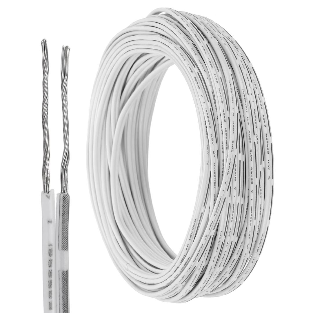 MECCANIXITY 50ft Universal Garage Door Wire, 20AWG 2 Conductor Door Bell Wire Extension Cable Tinned Copper for Control Station & Sensor, Black