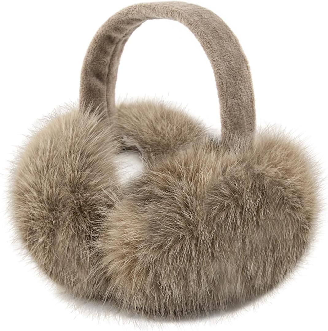 FSTEOE Women Winter Ear Muffs Foldable Girl Ear Warmer Fashion Furry Earmuff Soft Ear Cover Cold Weather