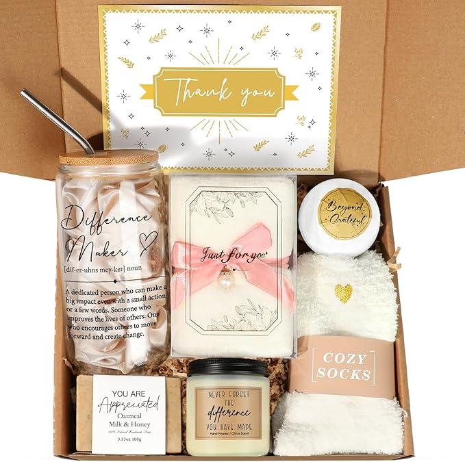 iAOVUEBY Employee Appreciation Gifts, Appreciation Gift for Coworkers, Thank You Gift for Women Coworkers Teacher Mentor Friends Leaders w 16oz Difference Maker Glass