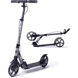 Aero Big Wheels Kick Scooter for Kids 8-12, Teens & Adults | Hand Brake, Rubber Deck Mat & Shock Absorption | Foldable & Height Adjustable