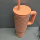 Simple Modern 40 oz Tumbler with Handle and Straw Lid | Leak-Proof Insulated Stainless Steel Water Bottle Travel Mug Cupholder Use | Gifts for Women Her | Trek Signature | Tropical Peach Checkmate