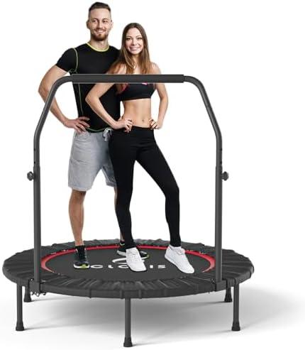 CLORIS Mini Trampoline for Adults Kids, Cardio Exercise Trampoline, Thick Steel Spring Fitness Workout Rebounder Trampoline Indoor Outdoor 5 Height Adjust Load 500lbs