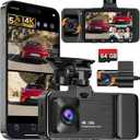 WECOOL 4K UHD 3 Channel Dash Cam Front and Rear Inside, Free 64GB Card Included, 360° Wide-Angle Full-View Dash Camera for Cars with Night Vision, 24H Parking Mode, G-Sensor, Loop Recording, 5GHz WiFi