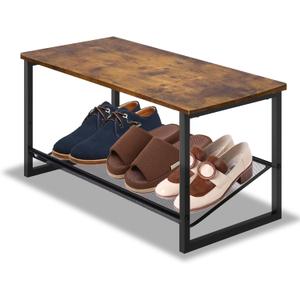 Garden 4 you 2-Tiers Shoe Storage Freestanding High Heels Organizer Modern 25.2 in Tilting Adjustable Shoe Rack, Stable, Entryways, Hallways, Closets, Dormitory Rooms, Industrial, Brown (Rustic Brown)