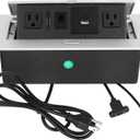 Table Pop Up Outlet,Automatic Pop up Strip Center countertop Socket Recessed Multimedia Strip Socket & USB+ 2AC+ LAN Network Connection Box Desktop HDMI for Conference Desk, Office, Hotel(Silver-2)