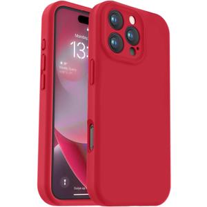 Vooii Compatible with iPhone 16 Pro Case, Liquid Silicone Upgrade [Camera Protection] [Soft Anti-Scratch Microfiber Lining] Shockproof Phone Case for iPhone 16 Pro 6.3 inch - Red
