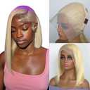 GIRLOFDREAMS Blonde 613 13x6 Lace Front Bob Wig Human Hair Straight Transparent Lace Frontal Wigs Pre Plucked with Baby Hair 180 Density Brazlian Remy Glueless Lace Short Wigs for Black Women