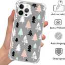 Pink White Black Christmas Trees Case Compatible with iPhone 15 Pro Max, Winter Christmas Cartoon Case for iPhone 15 Pro Max, Cool TPU Bumper Phone Case Cover