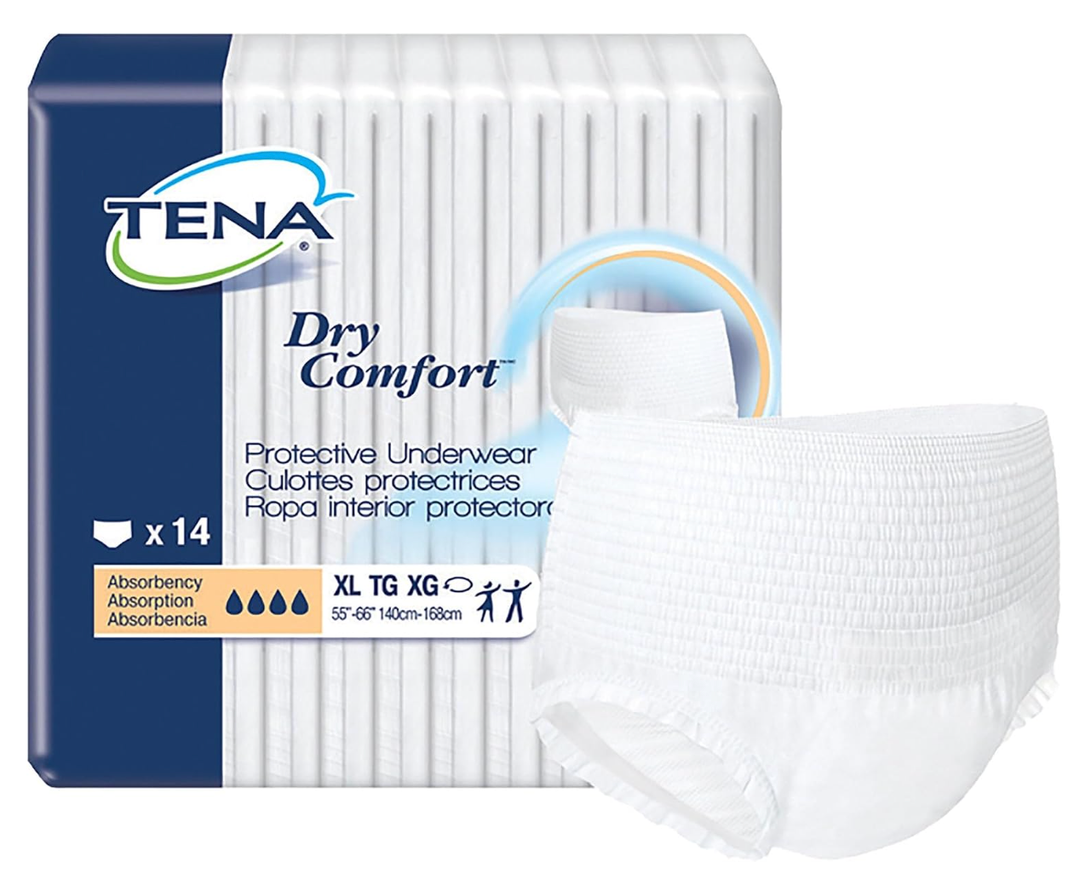 TENA Dry Comfort Protective Underwear, Incontinence, Disposable, Moderate Absorbency, XL, 56 Count