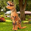 8 Colour Halloween Inflatable Dinosaur Costume Adult Fancy Dinosaur Suit Blow up Trex Costume (Orange, L)