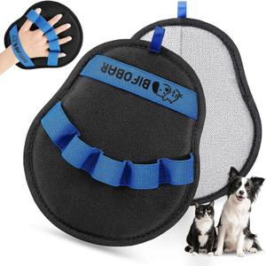 Pet Hair Removal Glove - Magic Brush Electrostatic Mitt for Dogs & Cats, Reusable Grooming Gloves - Dog Hair Remover Tool with 5-Finger Design for Couch, Carpet, Furniture, Laundry & Clothing (Blue)