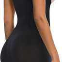 SHAPERX Women's Shapewear Bodysuit Smoothing Tummy Control Body Shaper with Adjustable Straps Comfortable Mid-Thigh Shorts (Black, M)