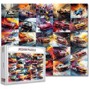1000 Piece Jigsaw Puzzles Game Luxury Sports Car for Adults Kid Colorful Graffiti Racing Car Puzzles Puzzle of Cars for Home Wall Decor DIY Art 27 x 20 Inches Perfect for Game Nights