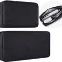 imComor Universal Electronics Accessories Case, 2-Pack Portable Soft Carrying Case Bag Wire Cable Organizer for Hard Drive, Power Adapter, Laptop Mouse, Cosmetics Kit, Small+Big-Black