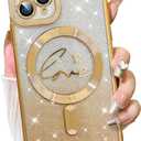 Fiyart Designed for iPhone 11 Pro Case,Compatible with MagSafe Love Heart Plating Camera Protection TPU Magnetic Glitter for Women Girls Shockproof Phone Bumper 5.8"-Gold