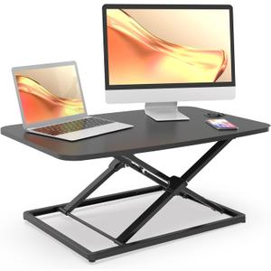 JOY worker Standing Desk Converter, 31 Inch Compact Height Adjustable Stand up Desk Riser, Ultra Low Profile Sit to Stand Desk for Laptop Riser Workstation, Black