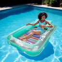 Large Pool Floats Adult - Inflatable Tanning Pool Lounger Float with Pillow, 4-in-1 Multi-Purpose Pool Floaties for Adults, Pool Float Lounges for Parties, 72 inches x 48"