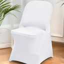 CYFFPKMN 10 Packs White Spandex Stretch Folding Chair Covers for Wedding Party,Universal Fitted Washable Dining Seat Slipcovers Protector Decoration for Holiday Banquet Birthday Celebration Event