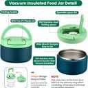 Bento Lunch Box for Kids with 8oz Soup Thermo,Kids Leakproof Lunch Food Containers with 4 Compartment,Kid Insulated Thermo Hot Food Jar for School,Trvael-Green