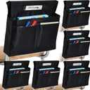 Lewtemi 6 Pack 18 x 17 Inch Chair Pockets for Classroom Pockets Organizer with 4 Chair Storage Slot Without Name Tag Chart Desk Seat Back Storage Organizer for School(Black)