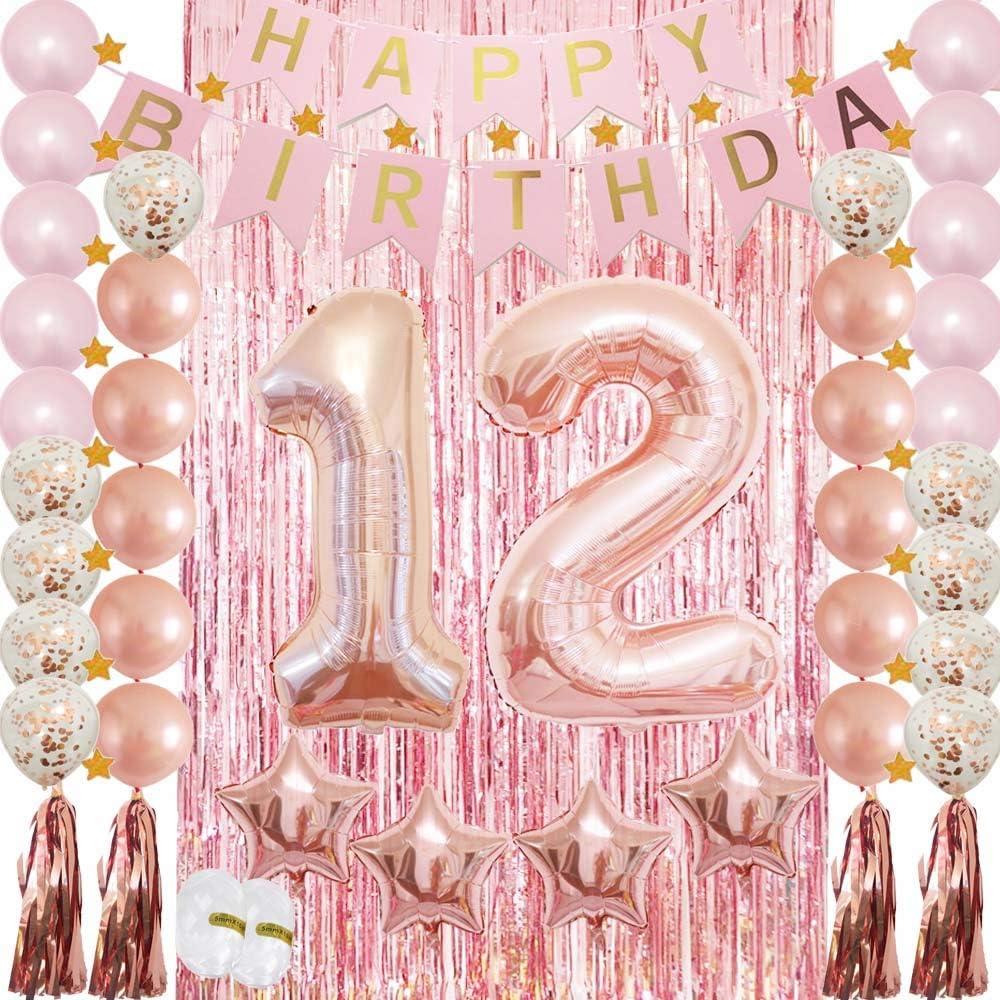 12th Birthday Decorations for GirlsRose Gold 12 Birthday Party Decoration for HerRosegold Balloons Decoration for Girls Women 12th Birthday Party Supplies