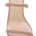 Avidirk Women's Square Open Toe Heeled Sandals Two Strap Mules Slip On Block Chunky Mid Heels Sandals (Beige)