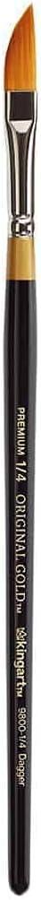 KINGART Premium Original Gold 9800-1/4 Dagger Striper Series Artist Brush, Golden Taklon Synthetic Hair, Short Handle, for Acrylic, Watercolor, Oil and Gouache Painting, Size 1/4"
