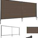 5'Hx12'W Outdoor Freestanding Privacy Screen Fence Panels with Iron Poles, Mesh Shade Net Cover Temporary Fencing for Patio Backyard Garden Deck, Brown