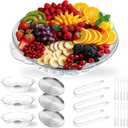 3 Set Chilled Serving Tray for Parties with Compartments, 11.8" Ice Chilled Party Platter, Ice Serving Board with 3 Tongs 10 Forks, Cold Dish Dip for Fruit,Veggies, Appetizer, Shrimp Cocktail