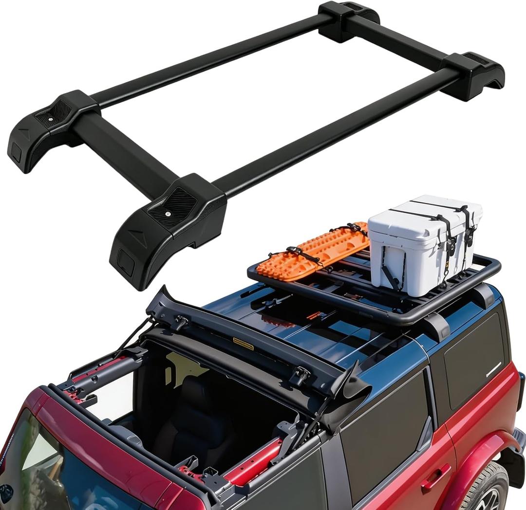 Half Roof Rack Fit for Ford Bronco 2021-2026 4-Door Hard Top Only - Aluminum Rooftop Cargo Luggage Carrier, Low Profile