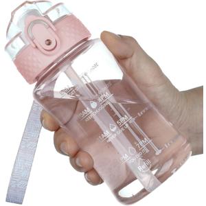 OLDLEY 12oz Kids Water Bottle for School - Motivational With Silicone Straw, Leak-Proof Tritan BPA-Free, Reusable for Girls Boys, Cerulean (Cherry Blossom)