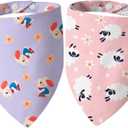 Dimidium 2-Pack Easter Dog Bandanas-Cute Purple Bunny & Pink Lamb Floral Print, Snap Button Adjustable Pet Scarf,for Easter Photos&Spring Outings for Small-Medium Breeds(5-30lbs)