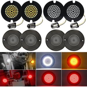 Updated 3 1/4 Inch LED Turn Signals 1156 1157 Socket Flat Housing Fit for Harley Davidson Road King Electra Glide Softail Tour Glide Ultra Limited Led Lights Brake Lights 1986-2025