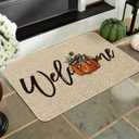 Artoid Mode Bow Tie Pumpkin Fall Welcome Doormat, Autumn Home Decor Low-Profile Switch Rug Door Mat for Indoor Outdoor 24x35 Inch (Beige)