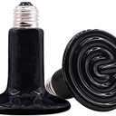 CTKcom 2-Pack 200W Reptile Ceramic Heat Lamp,E27 110V Infrared Heat Emitter Bulb,No Harm No Light Infrared Heat Emitter Brooder Lamp for Pet Coop Heater Reptile Chicken Turtle Heating Light Lamp,Black