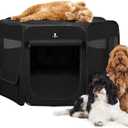 X-ZONE PET Dog Playpen Portable Pet Play Pens for Puppies, Cat, Rabbit, Chicks, Foldable Exercise Play Tent Kennel Crate, Indoor/Outdoor Travel Camping Black Large