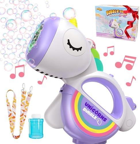 Bubble Gun for Kids with Handle & Strap, Portable 360°Leak Proof Unicorn Bubble Machine Gun for Toddles 1-3 4-8 Parties with Lights Music Auto Bubble Blower Gift for Boys Girls Pet Brithday Purple Bubble Gun for Kids with Handle & Strap, Portable 360°Leak Proof Unicorn Bubble Machine Gun for Toddles 1-3 4-8 Parties with Lights Music Auto Bubble Blower Gift for Boys Girls Pet Brithday Purple