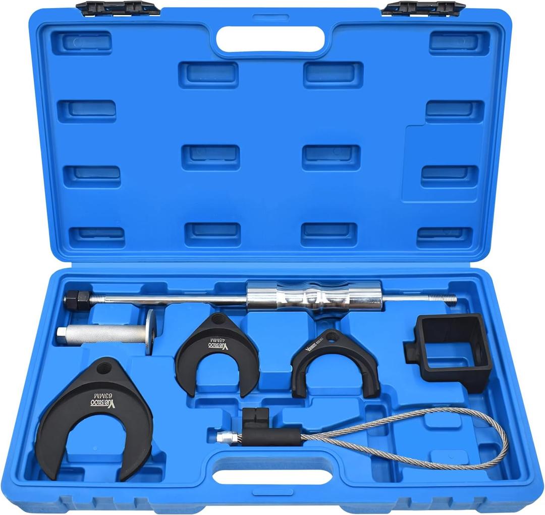 10 Piece Inner CV Axle Removal Tool, Heavy Duty Slide Hammer Puller Set, 63mm 48mm CV Joint Fork, Outer CV Joint Adapter and Steel Cable Adapter, Front Wheel Drive Axle Half Shaft Removal Tool Kit