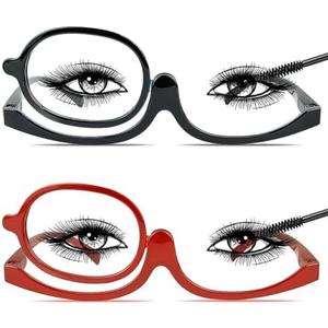 Chiccool 2 Pack Makeup Reading Glasses for Women Magnifying Flip Down Cosmetic Readers with Spring Hinge, +2.75