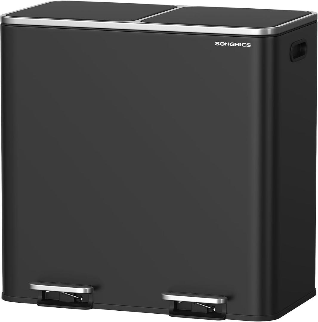 SONGMICS Trash Can, 2 x 10.6 Gallon (2 x 40 L), Black