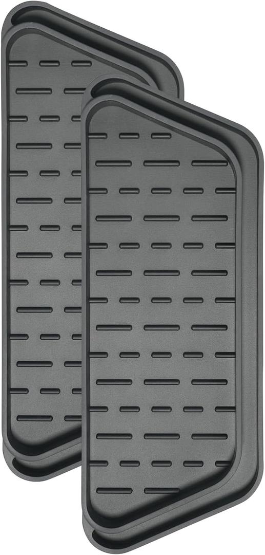 Crystala Filters Non-slip Cuttable fridge water Dispenser Drip Tray, Fridge Water Dispenser Drip Tray Prevents Water Splashes, 2 Pack (Rectangular, Black)