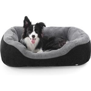 INVENHO Dog Bed Medium Size, Orthopedic Warming Soft Calming Sleeping Durable with Anti-Slip Bottom (M (30"x24"x9"), Black)