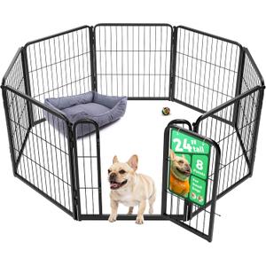 FXW Homeplus Unleashed Indoor Dog Playpen - Stress-Free and Safe Play, Heavy Duty 24 Inch 8 Panels Dog Pen for Puppy and Small Dogs, BlackPatented