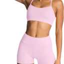 IMEKIS Women's Workout Sets 2 Piece Yoga Outfit High Waisted Biker Shorts Leggings Sports Bra Gym Fitness Clothes Tracksuit, Small