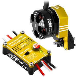 GOUPRC 2204 2400KV Brushless Outrunner Motor with Transmission & 30A Brushless Mini Esc for SCX24 Axial 1/ 24 Remote Control Car Truck Crawler Black & Gold